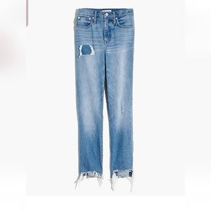 Madewell classic straight jeans corrie wash fray hem 26